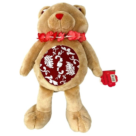 Hilo Hattie Keikis Plush Teddy Bear Hawaiian Lei 14" Tan Stuffed Animal Toy - Picture 2 of 12